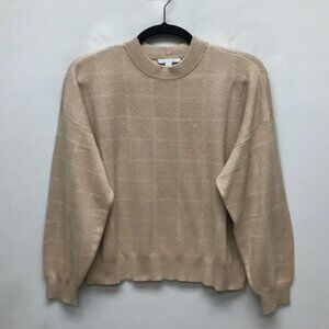 Bp Womens Cropped Sweater Gray Long Sleeve Ribbed Knit Hooded Drawstring M New